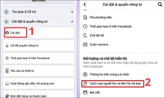 Nhấn vào mục Cài đặt