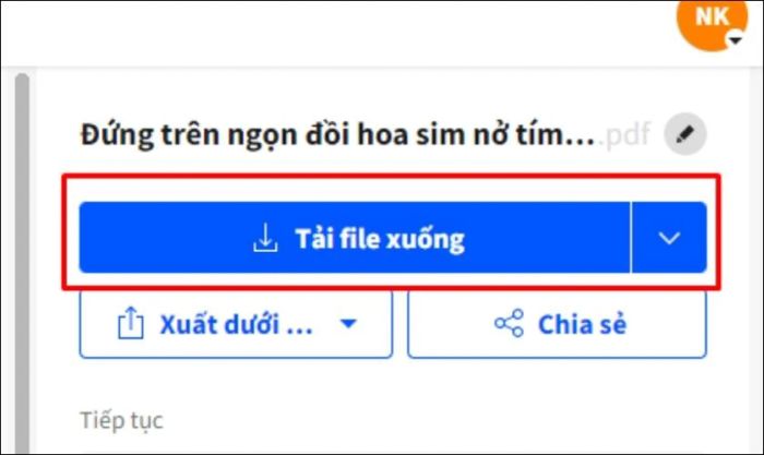 Chọn mục chuyển đổi từ PDF sang Excel