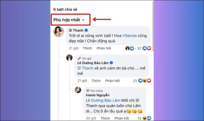 Tại góc trái màn hình, hãy chọn mục Phù hợp nhất