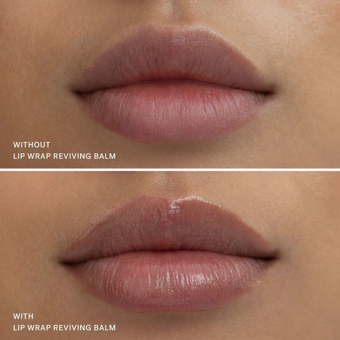 A before-and-after photo of someone who used the lip wrap
