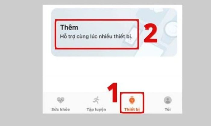 Mở ứng dụng và chọn mục Thiết bị để tiếp tục.