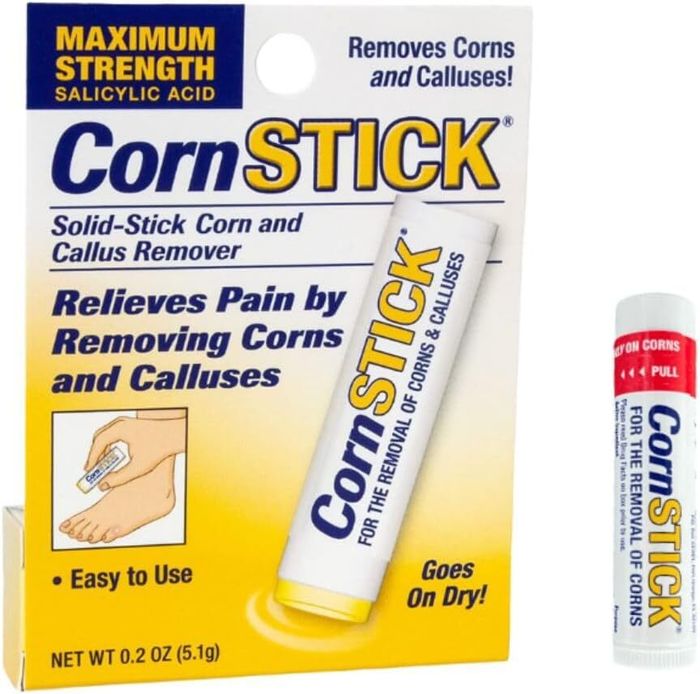 This packaging of CornSTICK highlights key benefits like: 