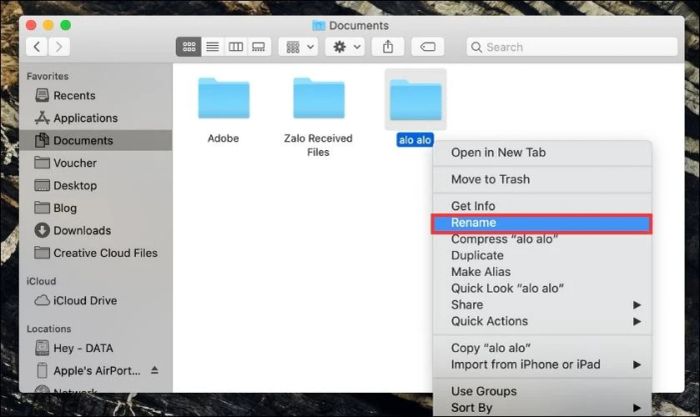 Phương pháp đổi tên file khi tạo thư mục trên máy tính