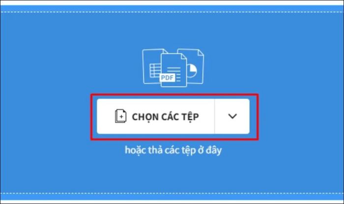 Nhấn vào mục Chọn các tệp để mở file Word muốn chuyển sang định dạng Excel.