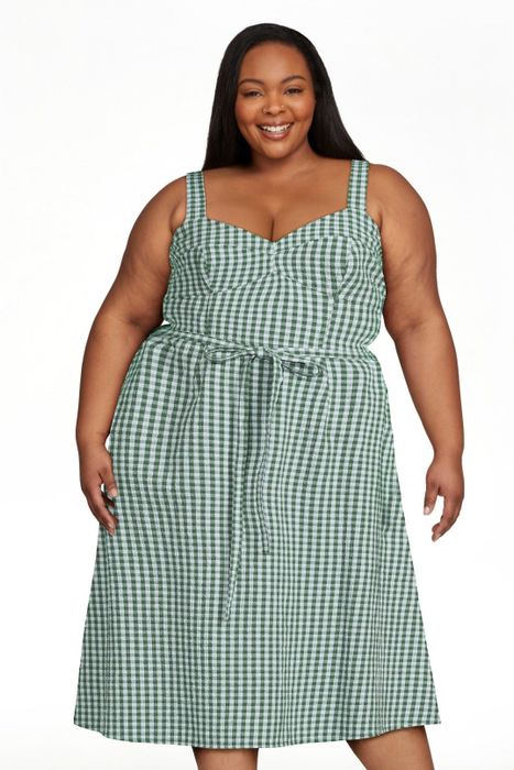 Model showcasing the robin's egg dress