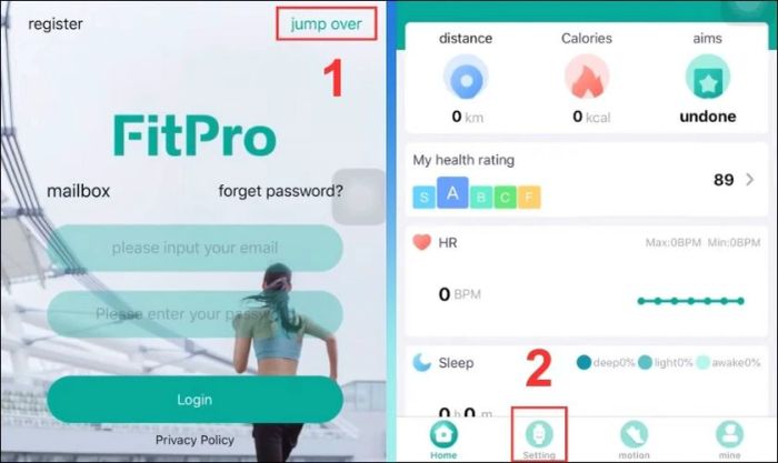 Bạn chọn vào jump over rồi tiếp theo vào Setting