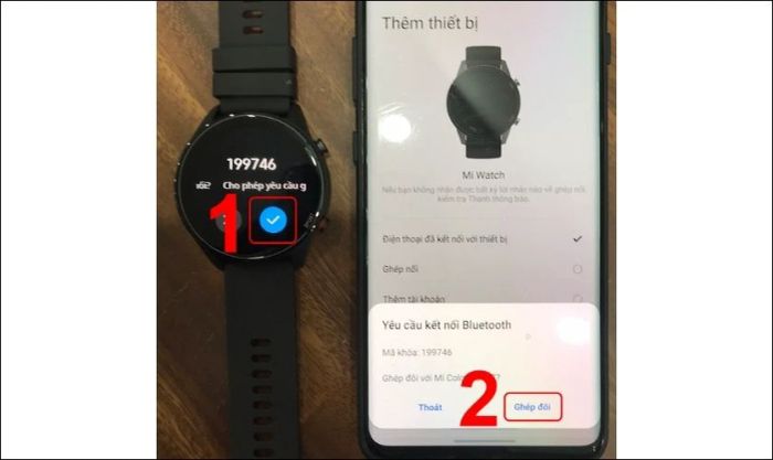 Chọn dấu tích màu xanh để kết thúc quá trình kết nối đồng hồ với Xiaomi Wear.