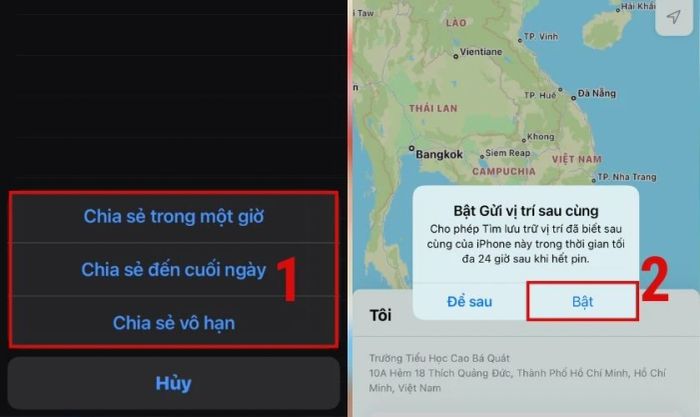 Hoàn thành cài đặt định vị giữa hai điện thoại