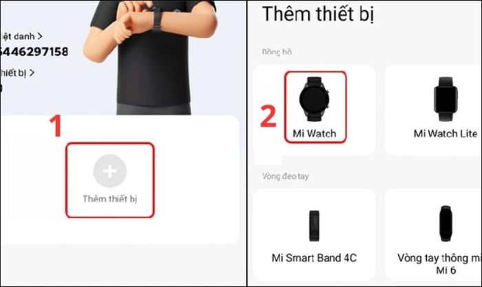 Chạm vào màn hình Thêm thiết bị và chọn mục Mi Watch để tiếp tục.