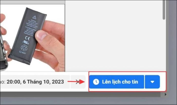 Nhấn chọn Lên lịch cho tin