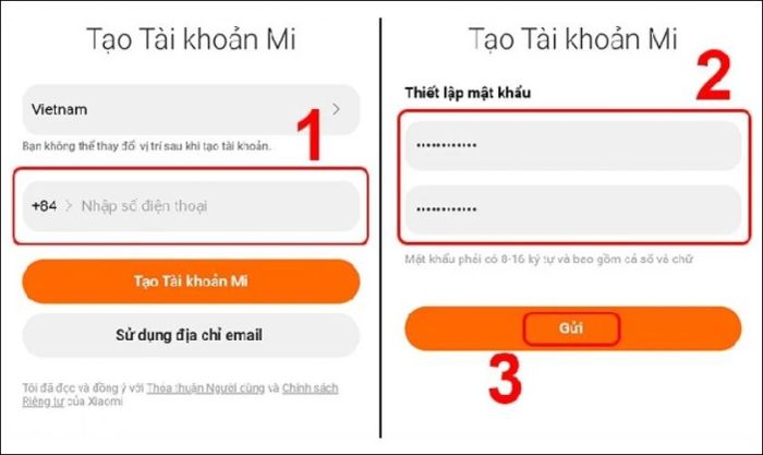 Thiết lập mật khẩu tùy chọn và nhấn vào nút Gửi để tiếp tục.