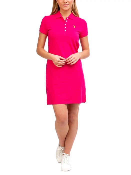 Model wearing the pink peacock dress