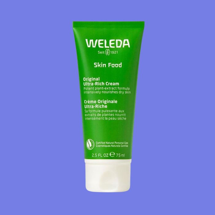 A 2.5 fl oz (75 ml) tube of Weleda Skin Food Original Ultra-Rich Cream, with packaging labeled in both English and French, set against a neutral background.