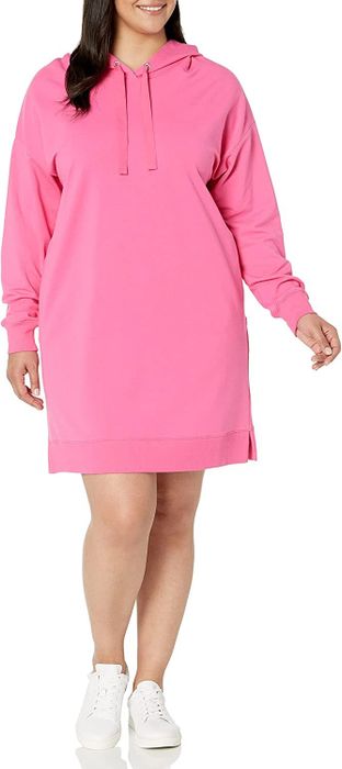 Model wearing the vibrant pink version