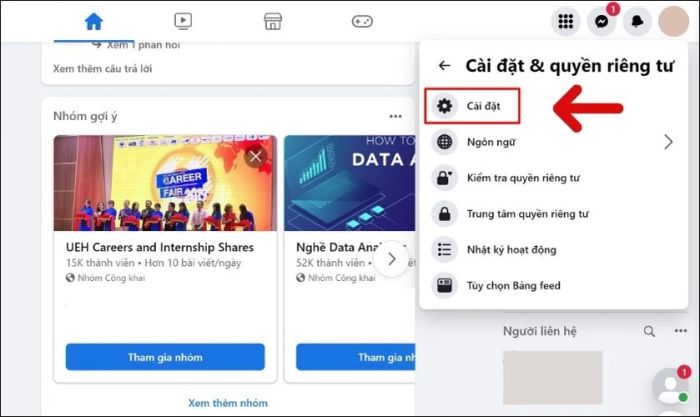 Tìm đến mục Liên hệ và nhấn Chỉnh sửa