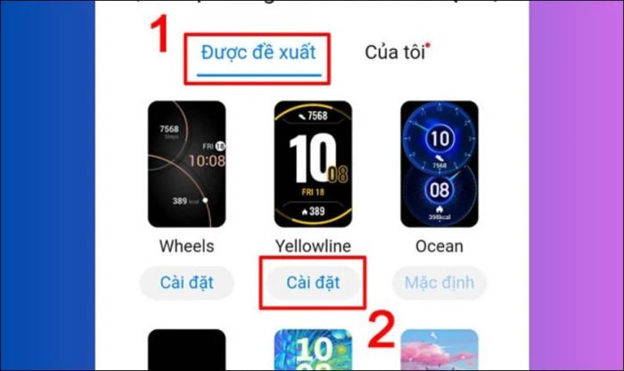 Nhấn chọn Cài đặt ở phía dưới mẫu hình nền bạn đã chọn