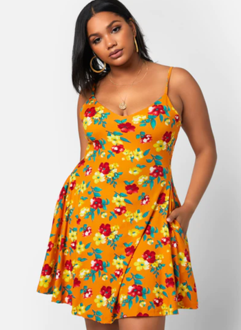 close-up view of the dress on a model