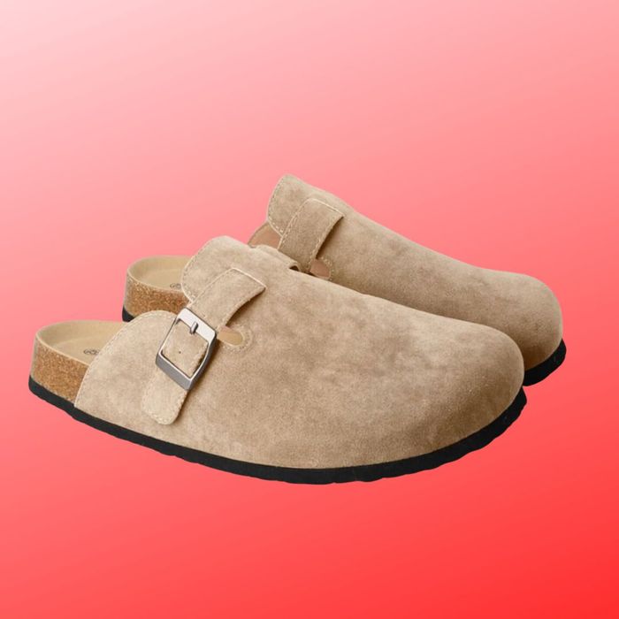 The apricot-colored clogs