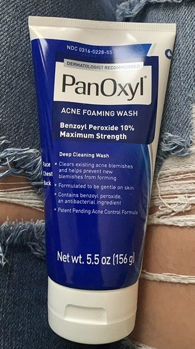 Review image of the acne wash in use.