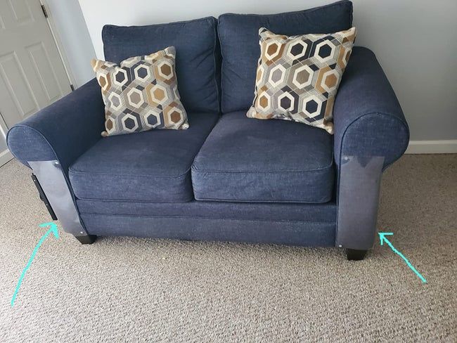 The plastic protectors installed on the corners of a reviewer’s couch