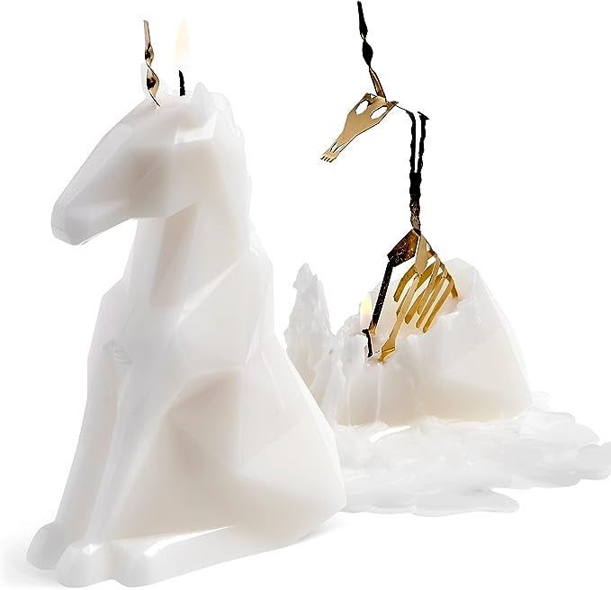 the white candle shown before and after being burned