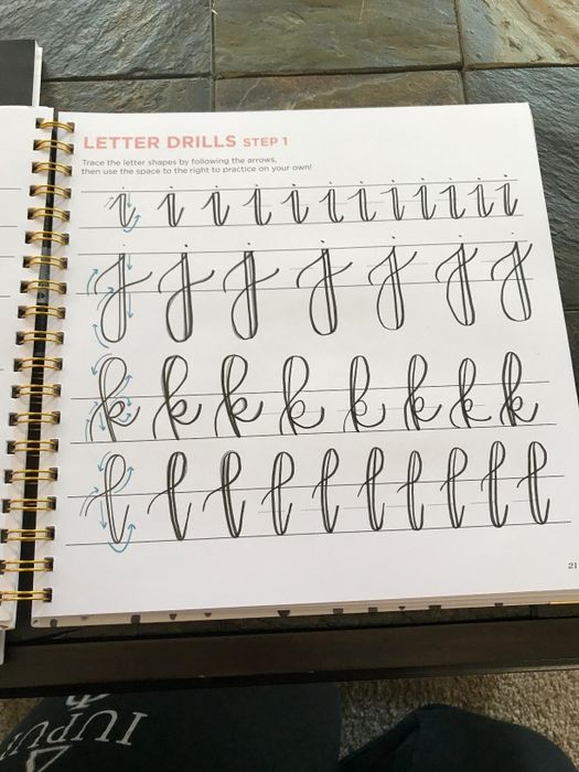 Another page from the book featuring letter drills