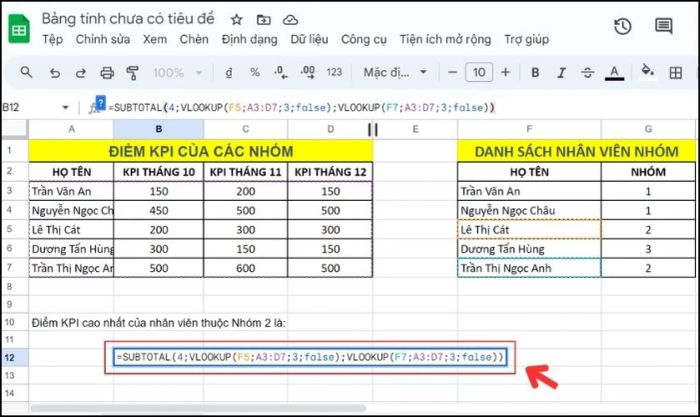 Kết hợp Hàm SUBTOTAL và VLOOKUP