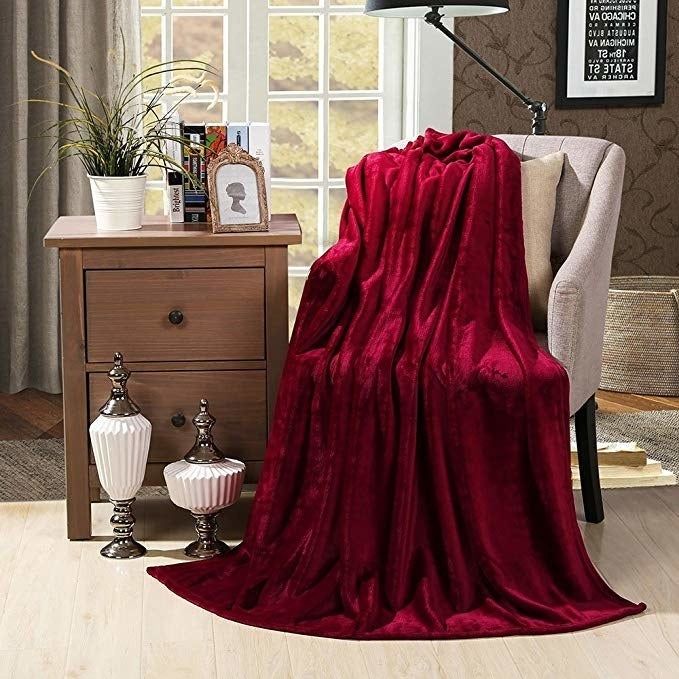 The red throw blanket draped over a chair.