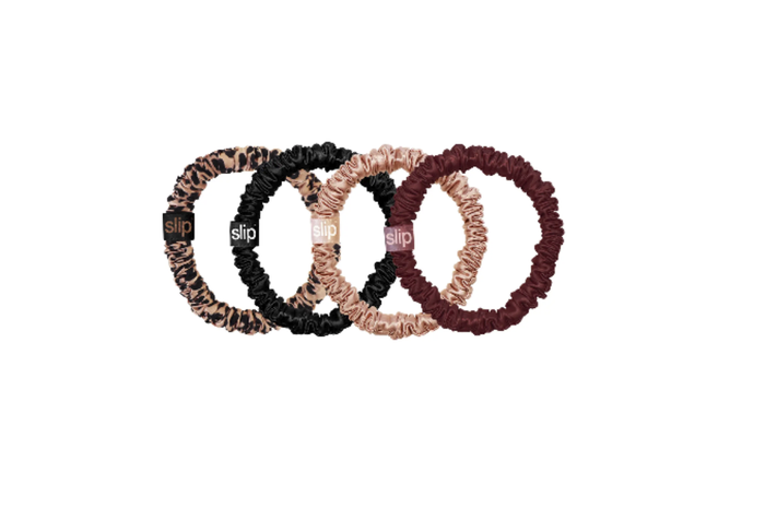 Four silk hair ties, each designed to be gentle on hair and add a touch of elegance to your hair care routine.
