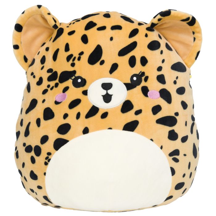 an oval-shaped leopard plush toy
