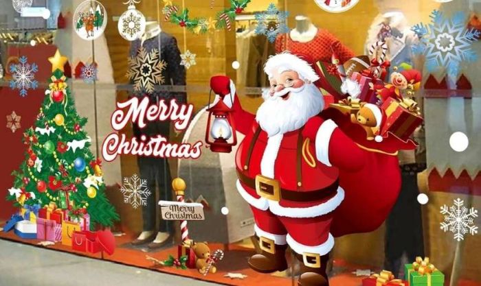 Dán decal hình ông già Noel đang phát quà đẹp mắt
