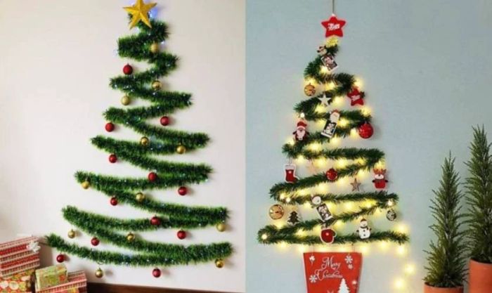 Trang trí cửa kính Noel bằng dây kim tuyến ấn tượng nhất