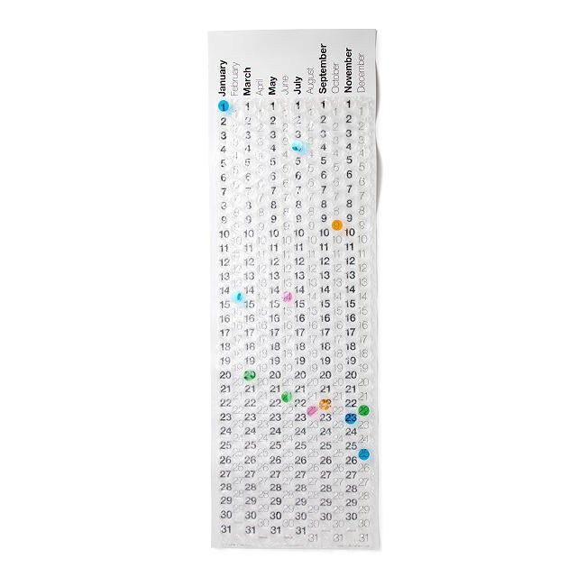 This calendar is adorned with bubble wrap bubbles on top of every day of the month, tempting you to pop them.