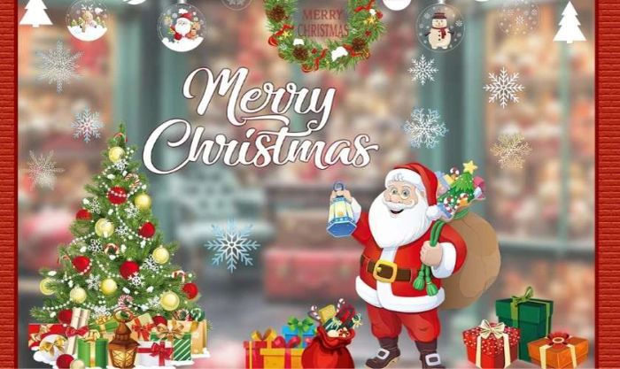 Dán decal hình ông già Noel đang phát quà xinh xắn