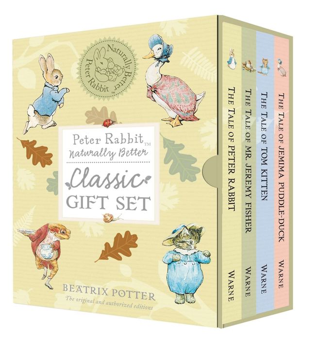 A beautifully decorated box containing four miniature children's books