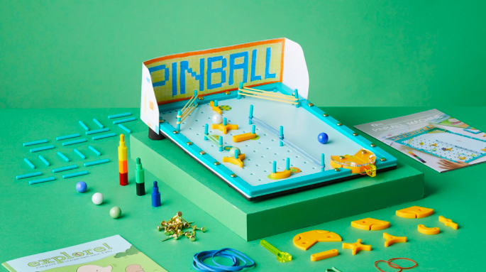 the fully assembled game along with all the components included in the kit