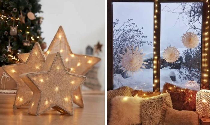Treo đèn LED xung quanh cửa sổ xinh xắn