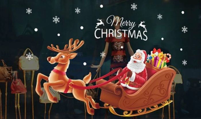 Dán decal hình ông già Noel đang phát quà