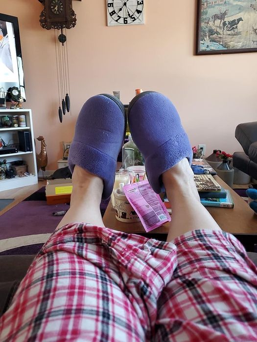 Customer wearing the slippers