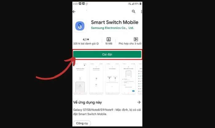 Tải và cài đặt ứng dụng Samsung Smart Switch trên cả hai thiết bị