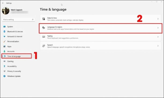 Vào Settings và chọn mục Time & Language