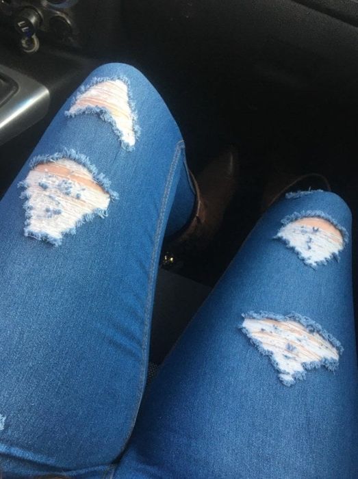 A reviewer showcasing the jeggings
