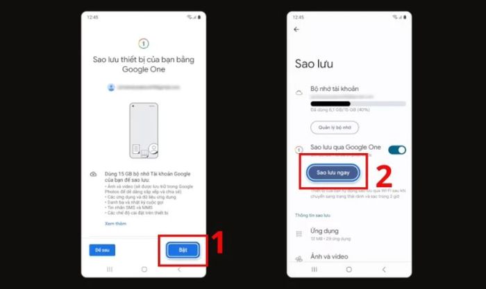 Kích hoạt tính năng sao lưu dữ liệu trên Google