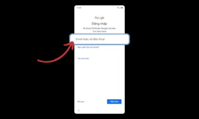 Đăng nhập tài khoản Google để truy cập dữ liệu đã được sao lưu