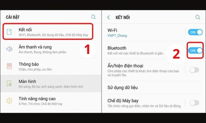 Kích hoạt Bluetooth trên cả hai thiết bị