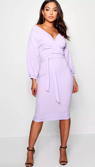 Model in a purple dress