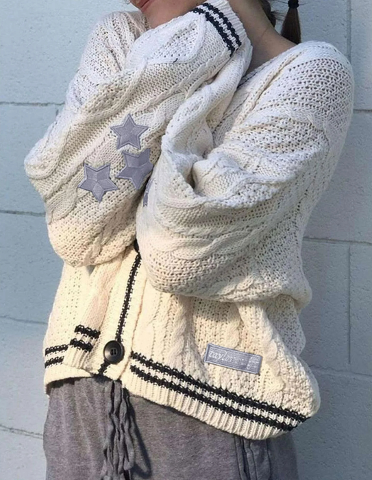A model wearing the Taylor Swift cardigan
