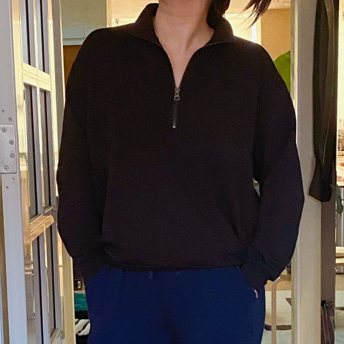 Here I am, wearing the black sweatshirt