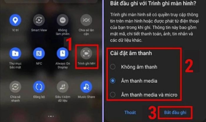 Nhấn vào nút Bắt đầu ghi để bắt đầu quay màn hình.