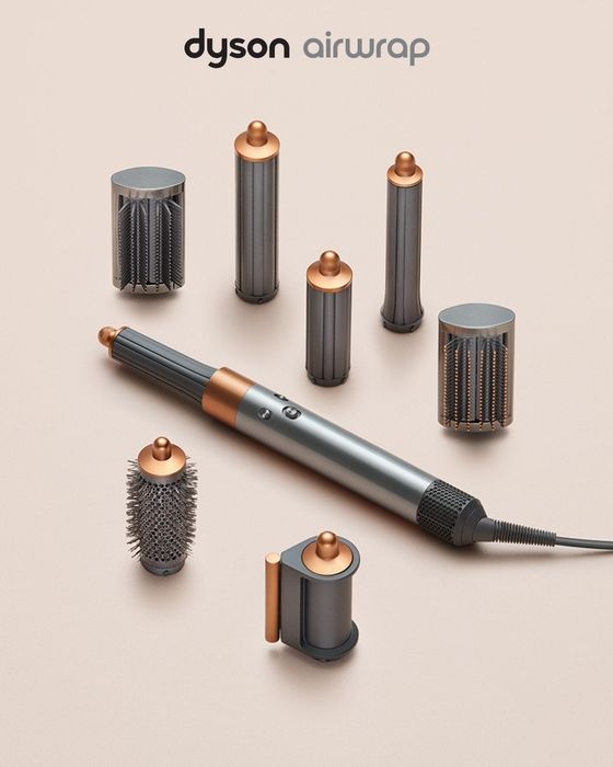 The Dyson Airwrap with its various attachments.